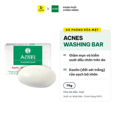Xà Phòng Rửa Mặt Acnes Washing Bar Hỗ Trợ Làm Sạch Kháng Khuẩn Ngăn Ngừa Mụn Cho Da Dầu Mụn 75g