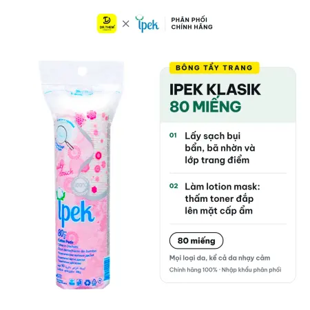 Bông Tẩy Trang Ipek Klasik Cotton Pads 3 Lớp 100% Cotton Tự Nhiên Mềm Mịn 80 Miếng