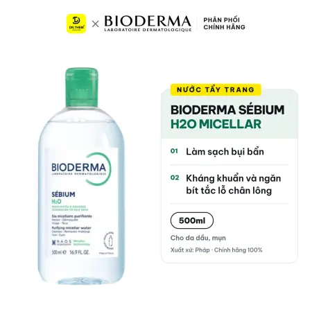 Nước Tẩy Trang Bioderma Sébium H2O Micellar Cho Da Dầu Mụn 500ml