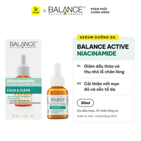 Serum Balance Active Formula 15% Niacinamide Kiềm Dầu Se Lỗ Chân Lông 30ml