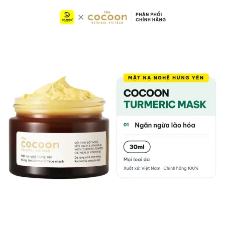 Mặt Nạ Nghệ Hưng Yên Cocoon Turmeric Mask Dưỡng Sáng Đều Màu Da Mịn Màng Rạng Rỡ Cho Mọi Loại Da 30ml