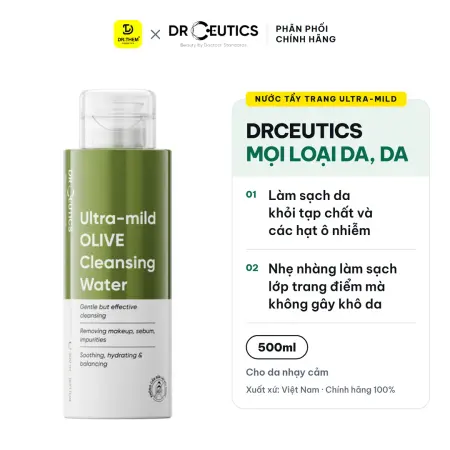 Nước Tẩy Trang Ultra-mild OLIVE DrCeutics Cho Mọi Loại Da, Da Nhạy Cảm 500ml
