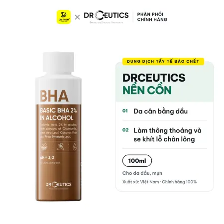Dung Dịch Tẩy Tế Bào Chết Basic BHA 2% In Alcohol DrCeutics Nền Cồn 100ml