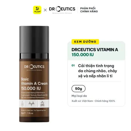 Kem Dưỡng DrCeutics Vitamin A Retinyl Palmitate Hỗ Trợ Trẻ Hóa Căng Mịn Da Cho Mọi Loại Da 50g - 150.000 UI
