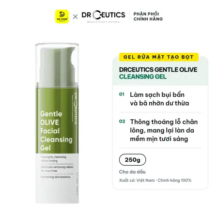 Gel Rửa Mặt Tạo Bọt Gentle OLIVE Facial Cleansing Gel DrCeutics 250g