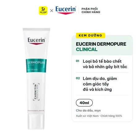 Kem Dưỡng Eucerin DermoPure Clinical Mat Fluid Kiềm Dầu Hỗ Trợ Giảm Mụn Mờ Thâm Cho Da Dầu Mụn 40ml