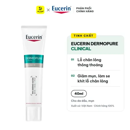 Tinh Chất Eucerin DermoPure Clinical Peeling 10 AHA BHA PHA Hỗ Trợ Giảm Mụn Kiềm Nhờn Cho Da Dầu Mụn 40ml