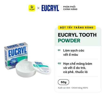 Bột Làm Trắng Răng Eucryl Tooth Powder Freshmint Hỗ Trợ Làm Sạch Mảng Bám Vết Ố Hương Bạc Hà 50g