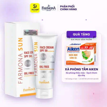 Kem Chống Nắng Farmona Sun Face Cream Oil Free SPF50+ Không Chứa Dầu Kiềm Dầu Cho Da Dầu Mụn 50ml