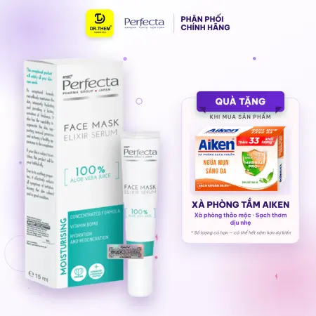 Tinh Chất Lô Hội Perfecta Face Mask Elixir Serum 100% Aloe Vera Juice Hỗ Trợ Làm Mờ Sẹo Dưỡng Ẩm 15ml