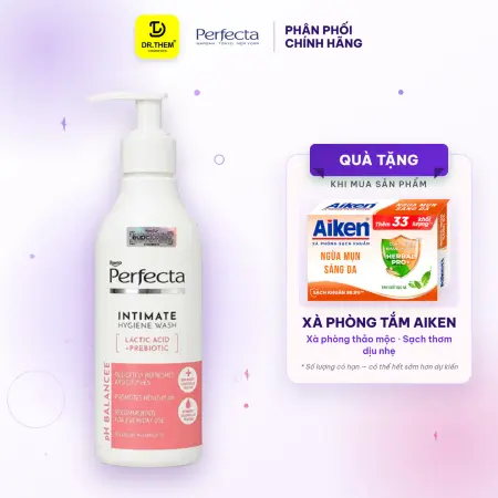 Dung Dịch Vệ Sinh Phụ Nữ Perfecta Intimate Hygiene Wash pH Balance Prebiotics Dịu Nhẹ Dùng Hằng Ngày 200ml