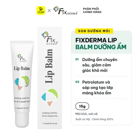 Son Dưỡng Môi Fixderma Lip Balm Dưỡng Ẩm Chuyên Sâu Giúp Giảm Khô Nứt Nẻ Cho Đôi Môi Mềm Mại 15g