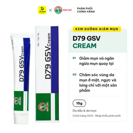 Kem Dưỡng D79 GSV Cream Hỗ Trợ Ngăn Ngừa Mụn Mờ Thâm Kiểm Soát Dầu Nhờn Cho Mặt Ngực Lưng 15g