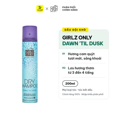 Dầu Gội Khô Girlz Only Dry Shampoo Dawn 'Til Dusk Hương Cam Quýt Tươi Mát 200ml