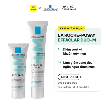 Kem Dưỡng La Roche-Posay Effaclar Duo+ M Hỗ Trợ Giảm Mụn Giảm Thâm Kiềm Dầu Cho Da Dầu Mụn 7.5ml/40ml