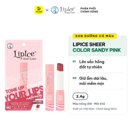 Son Dưỡng Môi Có Màu LipIce Sheer Color Sandy Pink Hồng Đất 2,4g – Giữ Ẩm Dài Lâu, Hiệu Chỉnh Sắc Môi Tự Nhiên