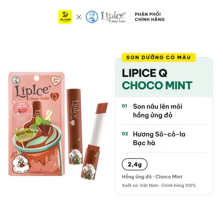 Son Dưỡng Môi Có Màu LipIce Sheer Color Q Choco Mint 2,4g Hương Sô-cô-la Bạc Hà – Son Nâu Lên Môi Hồng Ửng Đỏ