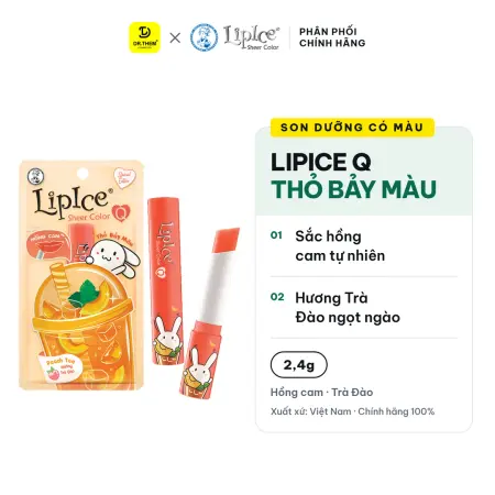 Son Dưỡng Môi Có Màu LipIce Sheer Color Q Thỏ Bảy Màu 2,4g Hương Trà Đào Peach Tea – Sắc Hồng Cam Tự Nhiên