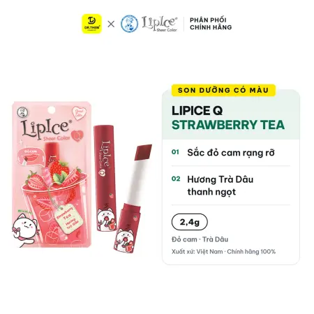 Son Dưỡng Môi Có Màu LipIce Sheer Color Q Strawberry Tea 2,4g Hương Trà Dâu – Sắc Đỏ Cam Rạng Rỡ
