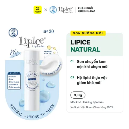 Son Dưỡng Môi LipIce Natural Hương Tự Nhiên SPF20 3,3g – Son Chuyển Kem Mịn, Mềm Môi Ẩm Mượt