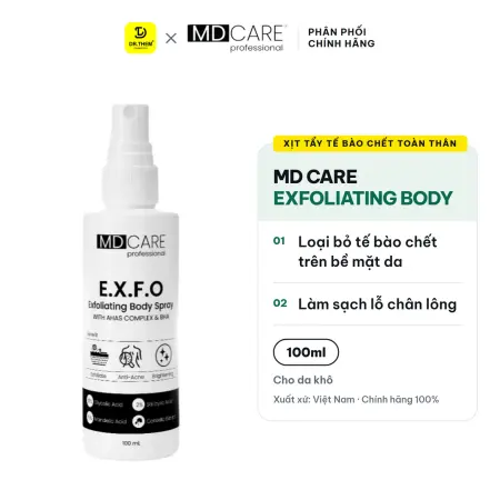 Xịt Tẩy Tế Bào Chết Toàn Thân MD Care Exfoliating Body Spray AHAs BHA Hỗ Trợ Giảm Mụn Lưng Ngực 100ml