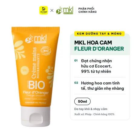 Kem Dưỡng Tay Và Móng Hữu Cơ MKL Green Nature Ecocert Hương Hoa Cam (Fleur d'Oranger) 50ml