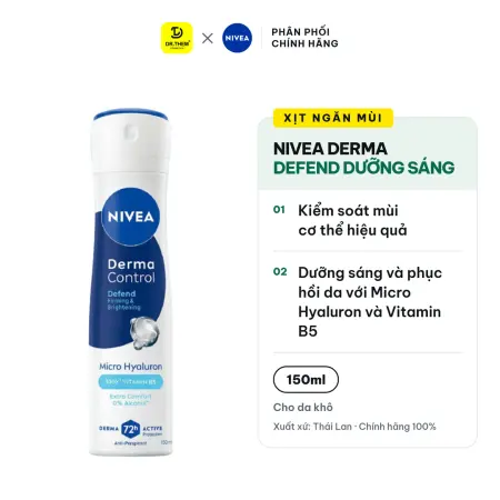 Xịt Ngăn Mùi Nivea Derma Defend Dưỡng Sáng Và Phục Hồi 150ml