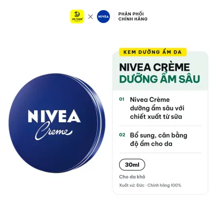 Kem Dưỡng Ẩm Da Nivea Crème Dưỡng Ẩm Sâu 24 Giờ Chiết Xuất Sữa Và Eucerit Cho Da Khô Dùng Cho Mặt Tay Toàn Thân 30ml