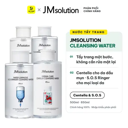 Nước Tẩy Trang JMsolution Centella Ceramide S.O.S Ringer Cleansing Water Làm Sạch Cấp Ẩm Cho Mọi Loại Da 500ml 850ml