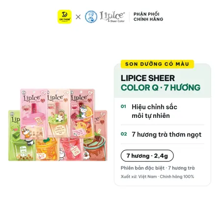 Son Dưỡng Môi Có Màu LipIce Sheer Color Q 2,4g – 7 Hương Trà: Matcha, Choco Mint, Trà Đào, Trà Sữa, Trà Dâu, Ô Long, Trái Cây