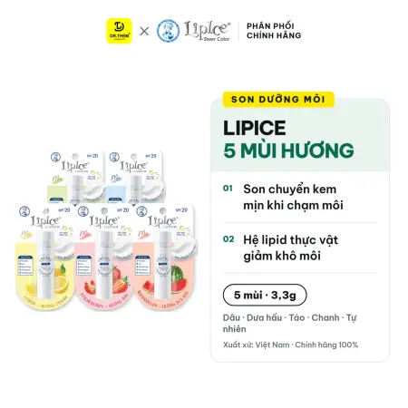 Son Dưỡng Môi LipIce SPF20 3,3g 5 Mùi Hương – Dâu, Dưa Hấu, Táo, Chanh, Tự Nhiên