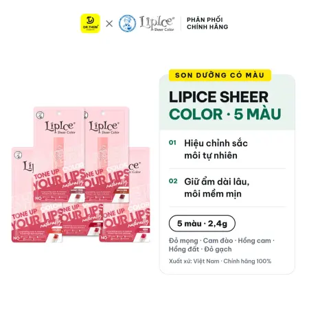 Son Dưỡng Môi Có Màu LipIce Sheer Color 2,4g 5 Màu – Đỏ Mọng, Cam Đào, Hồng Cam, Hồng Đất, Đỏ Gạch