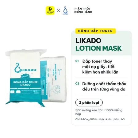 Bông Đắp Toner Likado Lotion Mask Chất Liệu Cotton Mềm Mịn Thấm Hút Tốt 300 Miếng Kéo Dãn Và 1000 Miếng Hộp