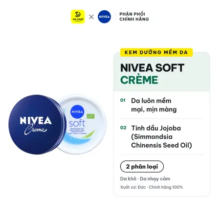 Kem Dưỡng Ẩm Nivea Creme Và Soft Creme Dưỡng Ẩm Chuyên Sâu Làm Mềm Bảo Vệ Da Khô Nứt Nẻ 60ml/200ml