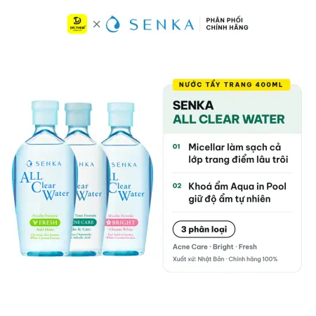 Nước Tẩy Trang Senka All Clear Water Micellar Formula Làm Sạch Trang Điểm Và Dưỡng Ẩm Cho Da 230ml