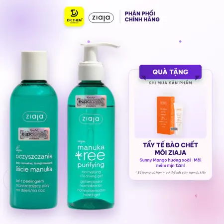 Gel Rửa Mặt Ziaja Manuka Tree Purifying Normalising Cleansing Gel Làm Sạch Sâu Điều Hòa Bã Nhờn 200ml