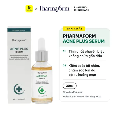 Tinh Chất Pharmaform Acne Plus Serum Ngăn Ngừa Mụn Kiểm Soát Dầu Nhờn Se Khít Lỗ Chân Lông Cho Da Mụn 30ml