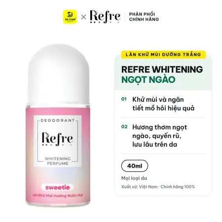 Lăn Khử Mùi Refre Whitening Perfume Hương Ngọt Ngào Sweetie Khử Mùi Dưỡng Sáng Vùng Da Dưới Cánh Tay 40ml