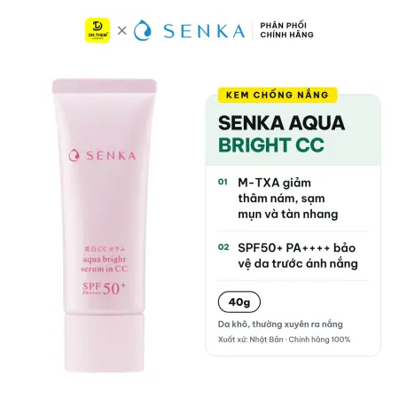 Chống Nắng Serum Senka Aqua Bright Serum In CC SPF50+ PA++++ Dưỡng Sáng Nâng Tông 40g