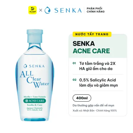 Nước Tẩy Trang Senka All Clear Water Acne Care Ngăn Ngừa Mụn 400ml