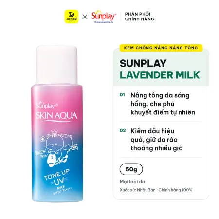 Kem Chống Nắng Sunplay Skin Aqua Tone Up UV Milk Lavender SPF50+ PA++++ Nâng Tông Kiềm Dầu 50g