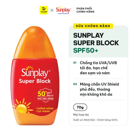 Sữa Chống Nắng Sunplay Super Block SPF50+ PA++++ Kháng Nước Bảo Vệ Vượt Trội 70g