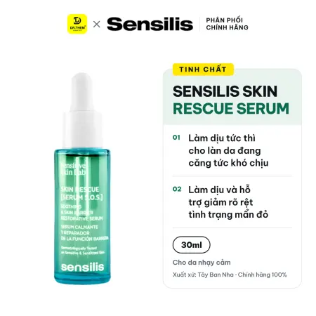 Tinh Chất Sensilis Skin Rescue Serum S.O.S Hỗ Trợ Phục Hồi Làm Dịu Giảm Mẩn Đỏ Cho Da Nhạy Cảm 30ml