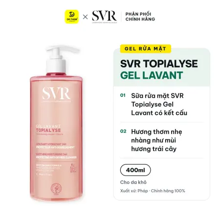 Gel Rửa Mặt SVR Topialyse Gel Lavant Không Xà Phòng Cho Da Khô, Nhạy Cảm 400ml