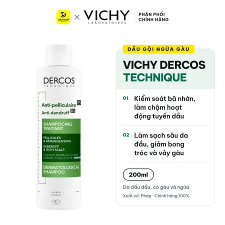 Dầu Gội Vichy Dercos Technique Anti Dandruff Advanced Action Hỗ Trợ Giảm Gàu Cho Da Đầu Dầu 50ml 200ml