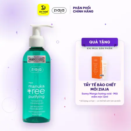 Gel Rửa Mặt Ziaja Manuka Tree Purifying Normalising Cleansing Gel Làm Sạch Sâu Điều Hòa Bã Nhờn 200ml - Dạng Gel (Vòi Nhấn)