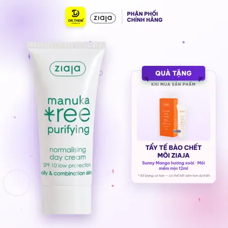 Kem Dưỡng Ngày Ziaja Manuka Tree Purifying Normalising Day Cream Kiềm Dầu Cân Bằng Cho Da Dầu Mụn 50ml