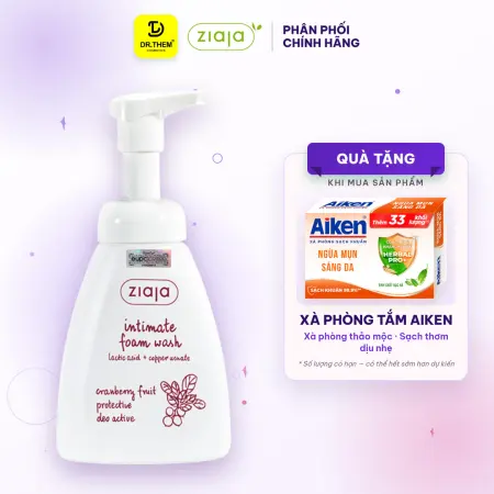 Bọt Vệ Sinh Thảo Dược Ziaja Intimate Foam Wash Cranberry Dịu Nhẹ Khử Mùi Cân Bằng pH Không Xà Phòng 250ml