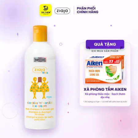 Tắm Gội 2in1 Ziaja Kids Hương Bánh Quy Kem Vani Làm Sạch Dịu Nhẹ Dưỡng Ẩm Cho Trẻ Từ 3 Tuổi 400ml