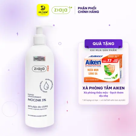 Nhũ Tương Dưỡng Ẩm Toàn Thân Ziaja Med Mocznik 5% Urea Làm Mềm Tái Tạo Da Khô Nứt Nẻ 400ml